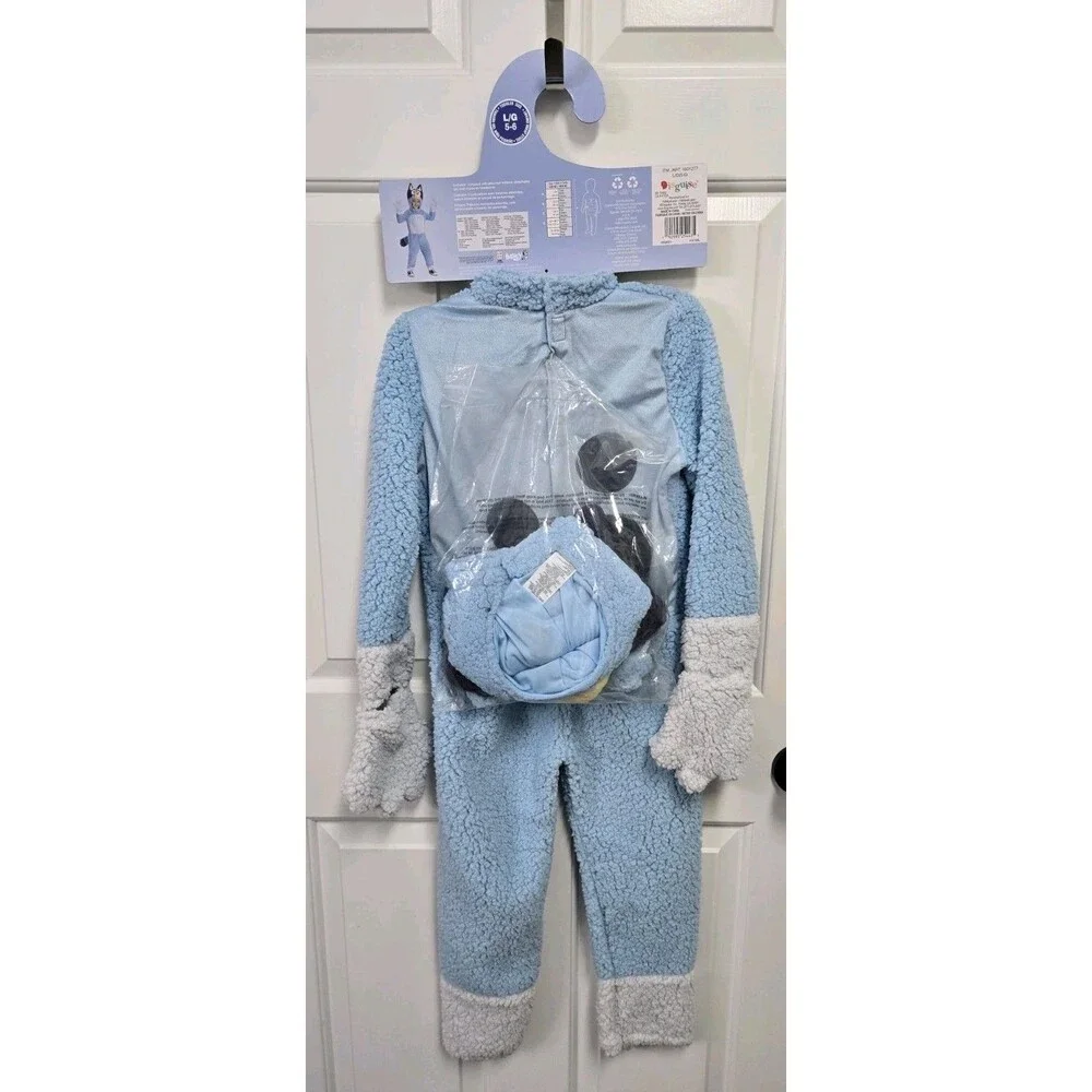 Disguise Deluxe Bluey Costume Toddler Size Large 5/6 Jumpsuit & Head Piece